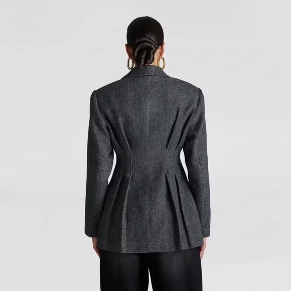 KBB by KAHLANA x Target Women's The Corset Blazer Gray Herringbone Small - Picture 2 of 3